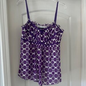 INC International Concepts Purple Silk Polka Dot Badydoll Camisole